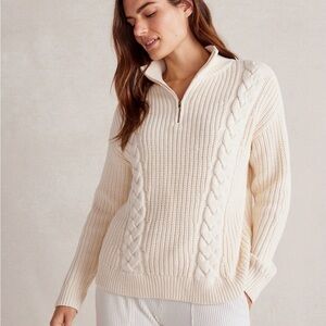 Haven Well Within Shaker Stitch  Half-zip Cable Knit Sweater